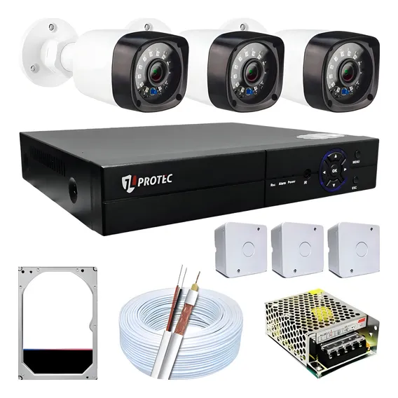 Kit Cftv 3 Câmeras Segurança Infra 30m 720p Dvr 4ch Multi Hd Foto 1