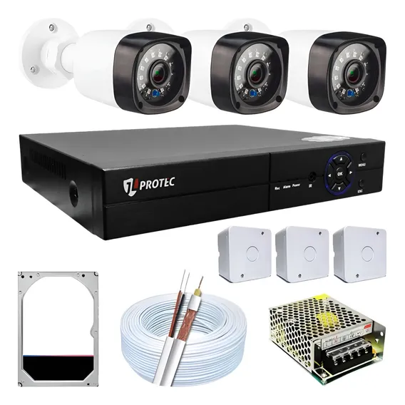 Kit Cftv 3 Câmeras Segurança Infra 30m 720p Dvr 4ch Multi Hd Foto 1