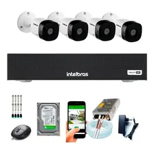 Kit Cftv 4 Câmeras Full Hd 1080p 2mp Dvr Intelbras Mhdx 1104 Cor Branco Foto  mini 1