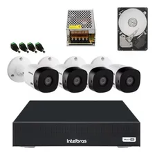 Kit Cftv 4 Cameras Infravermelho Intelbras Vhc 1120b Dvr 4ch Cor Branco Foto  mini 1