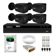 Kit Cftv 4 Câmeras Segurança Preta Full Hd Dvr Intelbras 2tb Foto  mini 1