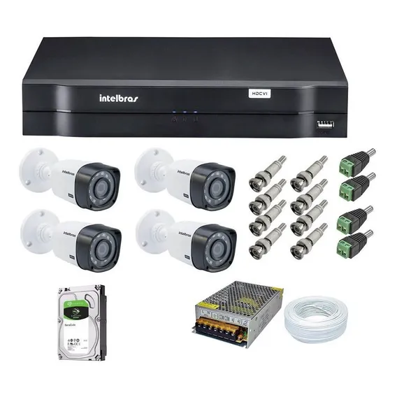Kit Cftv 4 Câm 1010b Multi Hd Intelbras Dvr Intelbras 1004 Foto 1