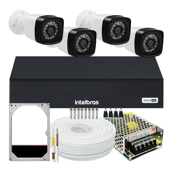 Kit Cftv 4 Câmeras Segurança Dvr Intelbras 4 Canais Hd 500gb Foto 1