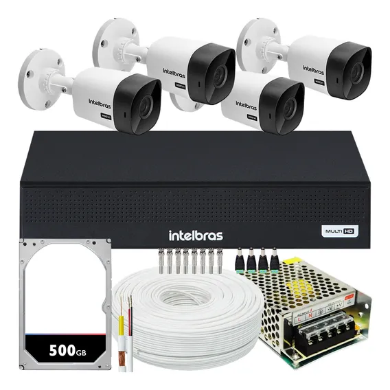 Kit Cftv 4 Câmeras Segurança Intelbras Dvr 4 Canais Com Hd Foto 1