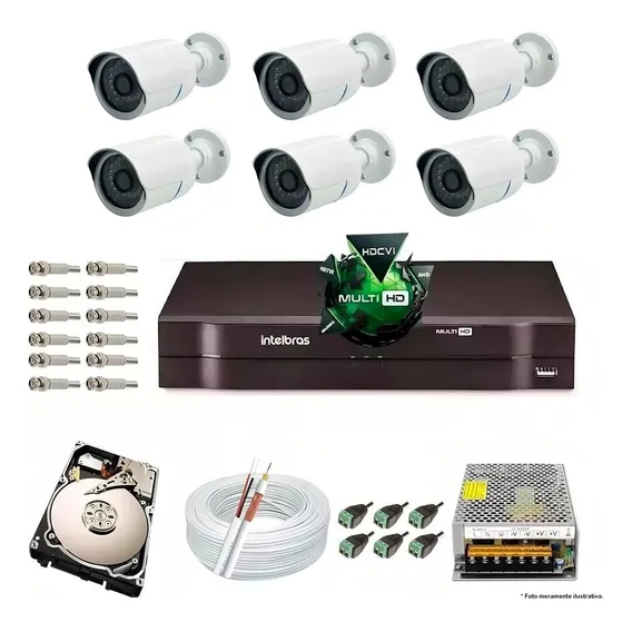 Kit Cftv 6 Cameras Infra Ahd 1080p Dvr Canais 8 Intelbras+hd Foto 1