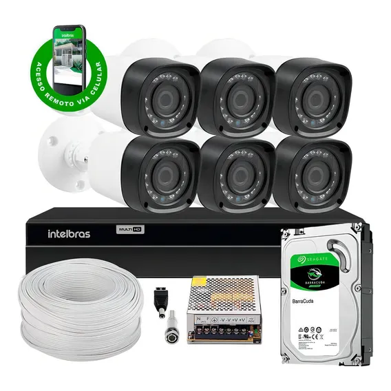 Kit Cftv 6 Cameras Segurança 1080p Full Dvr Intelbras 1tb Foto 1