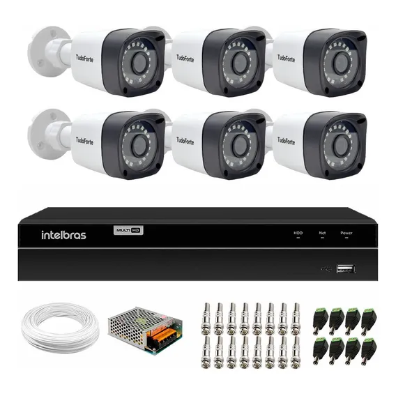 Kit Cftv 6 Cameras Segurança 1080p Full Hd Dvr Intelbras 8ch TF1080P MHDX 1208 Foto 1