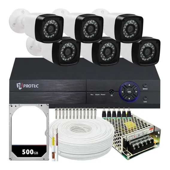 Kit Cftv 6 Câmeras Segurança Infra Hd 720p Dvr 8 Ch Hd 500gb Foto 1