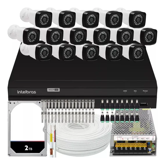 Kit Cftv Ahd 16 Cameras 1080p Full Hd + Dvr 16ch Intelbras Foto 1