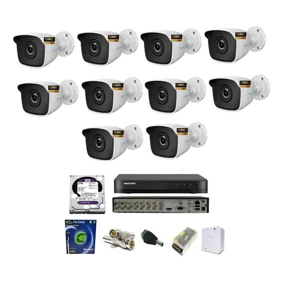 Kit Cftv Dvr Hikvision 16 Canais / 10cameras Full / Hd 2t Foto 1
