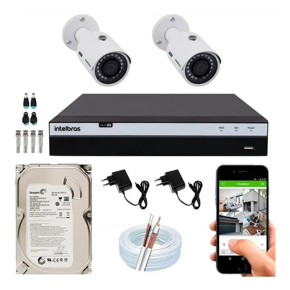 Kit Cftv Dvr Mhdx 4 Ch Full Hd Intelbras 2 Câmeras Full Hd Foto 1