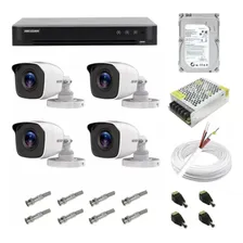 Kit Cftv Hikvision Dvr 4ch 4 Câmera Bullet Hd Alta Resolução Cor Branco Foto  mini 1