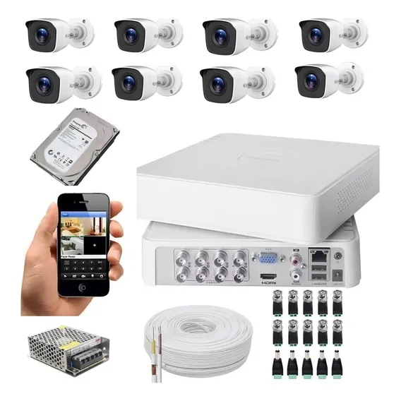 Kit Cftv Hikvision Hilook 8 Câmeras Full Hd Com Hd 1 Tera Foto 1