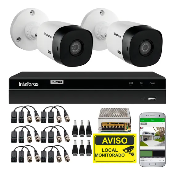 Kit Cftv Intelbras 2 Câmeras 1080p Full Hd C/ Dvr 8 Canais Foto 1