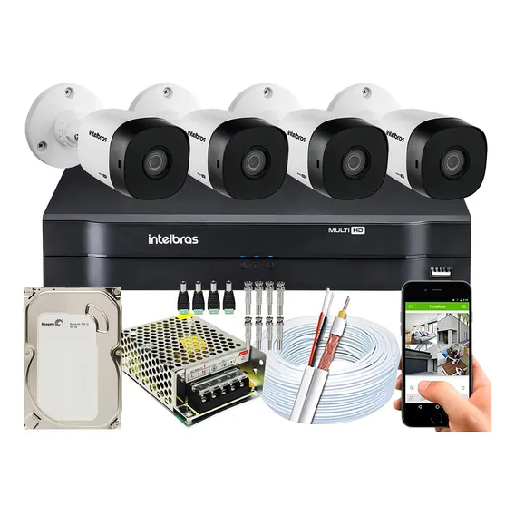Kit Cftv Intelbras 4 Cam Ir 1120b 20m Dvr Mhdx 1104 04ch Foto 1