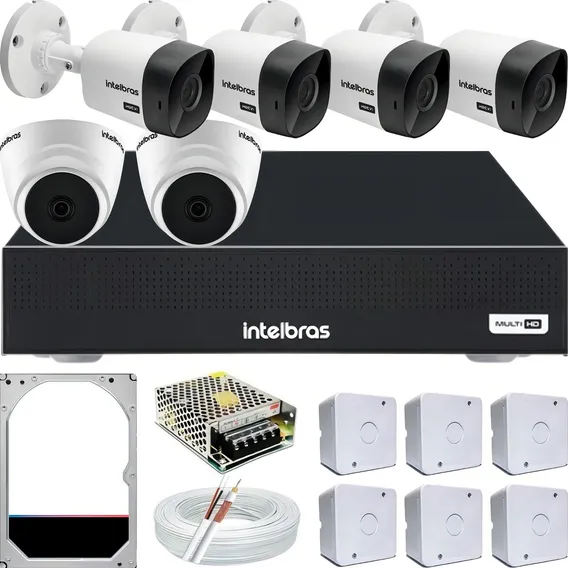 Kit Cftv Intelbras 6 Câmeras Segurança Cftv Dvr 8ch Hd 500gb Foto 1