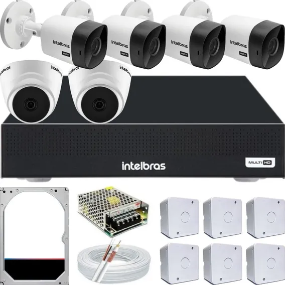 Kit Cftv Intelbras 6 Câmeras Segurança Cftv Dvr 8ch Hd 500gb Foto 1