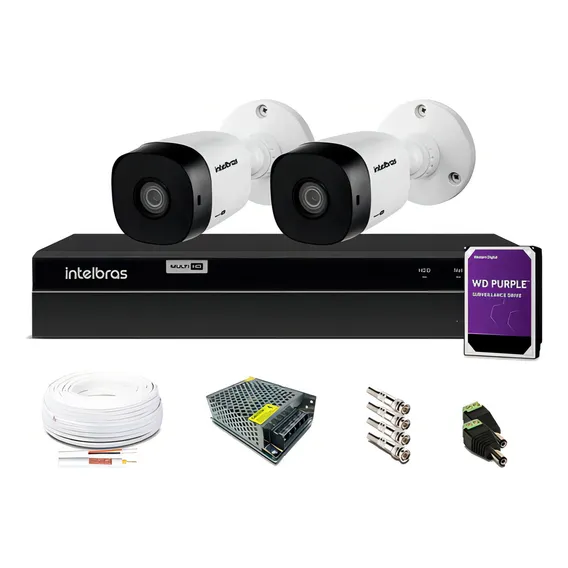 Kit Cftv Intelbras Com 2 Câmeras Bullet 720p Dvr 4 Canais Foto 1