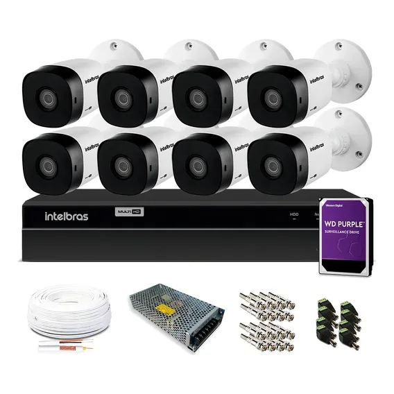 Kit Cftv Intelbras Com 8 Câmeras Bullet 720p Dvr 16 Canais Foto 1