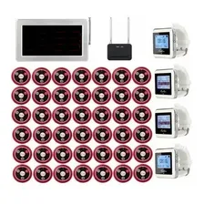 Kit Chamador Garçom 40 Pager /repetidor/ Painel / 4 Relógio Cor Branco / Pager Vermelho e preto Foto  mini 1