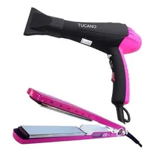 Kit Chapinha Nano Titanium TC-9090 + Secador 8600w Faz Progressivas Cor Rosa/preto 110v Tucano Foto mini 1