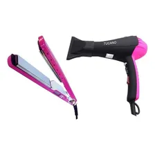 Kit Chapinha Nano Titanium TC-9090 + Secador 8600w Faz Progressivas Cor Rosa/preto 110v Tucano Foto mini 3