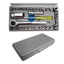 Kit Chave Caixa Ferramenta Maleta 40 Peça Sextavado Catraca Foto mini 3