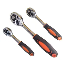 Kit Chave Catraca 3 Peças 1/2-3/8-1/4 Polegadas P/ Soquetes Cor Preto/laranja Foto  mini 1