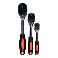 Kit Chave Catraca 3 Peças 1/2-3/8-1/4 Polegadas P/ Soquetes Cor Preto/laranja Foto mini 4