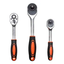 Kit Chave Catraca 3 Peças 1/2-3/8-1/4 Polegadas P/ Soquetes Cor Preto/laranja Foto mini  3