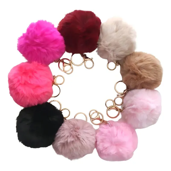 Kit Chaveiro Bolsa Pompom Felpudo PelĂșcia TendĂȘncia 2unidade Foto 1