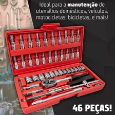 Kit Chaves Catraca Jogo Soquete Reversível 46 Peças Maleta Foto mini 2