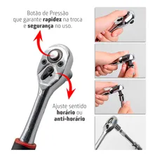 Kit Chaves Catraca Jogo Soquete Reversível 46 Peças Maleta Foto mini 3