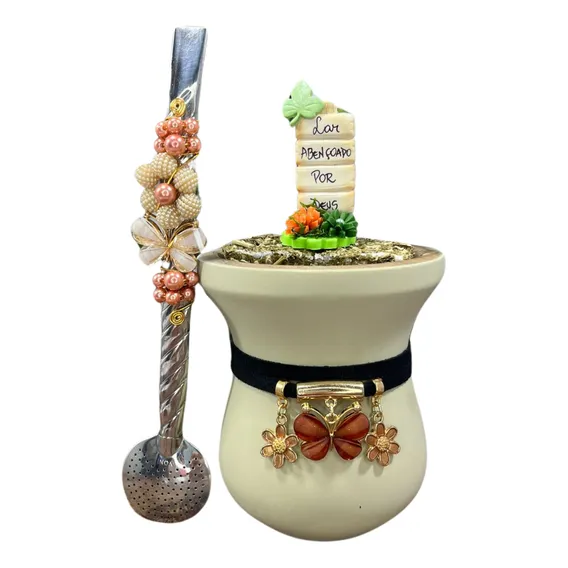 Kit Chimarrão Premium Bomba Trançada, Cuia Imbuia Decorada Foto 1