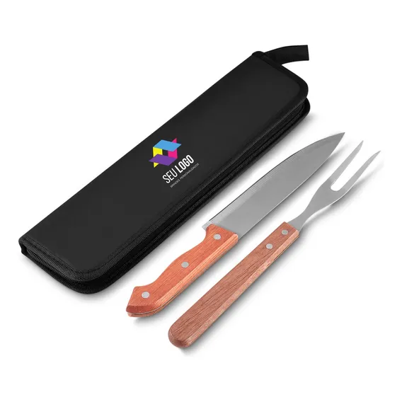 Kit Churrasco 2 Peças Garfo Faca Com Case Personalizado Foto 1