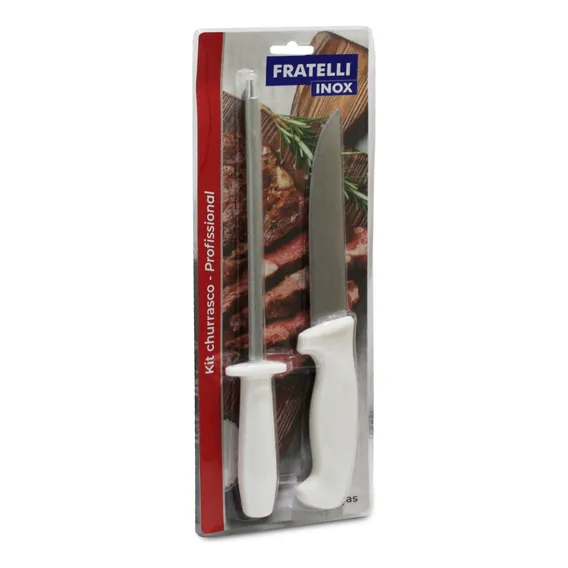 Kit Churrasco 2 Peças Profissional Faca E Chaira Foto 1