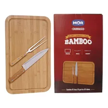 Kit Churrasco Cozinha Garfo Faca Tábua Bamboo 50x30 Mor 3pc Foto mini 1