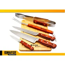 Kit Churrasco Em Inox Com Tábua + Avental Palisad Foto mini 3