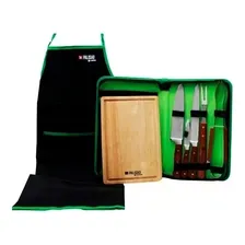 Kit Churrasco Em Inox Com Tábua + Avental Palisad Foto mini 1