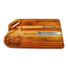 Kit Churrasco Madeira Com Garfo E Faca Personalizado Foto mini 1