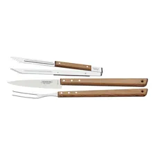 Kit Churrasco Naturalle Aço Inox Cabo Madeira Foto mini 2