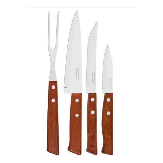 Kit Churrasco Naturalle Aço Inox Cabo Madeira Foto 1