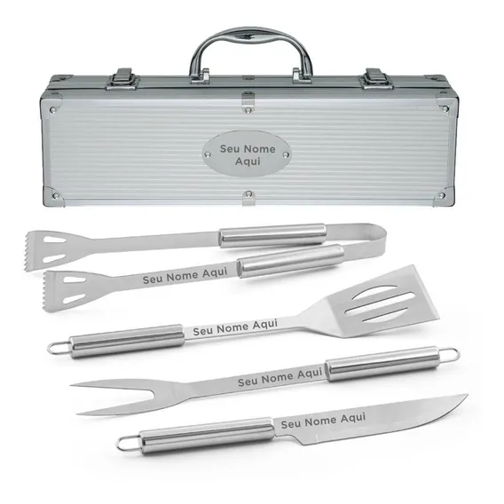 Kit Churrasco Personalizado Maleta Luxo Com 4 Peças Presente Foto 1