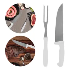 Kit Churrasco Profissional Faca De Corte + Garfo Aço Inox Foto mini 1