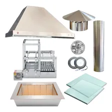 Kit Churrasqueira Gourmet Braseiro Coifa E Grill Inox Foto mini 1