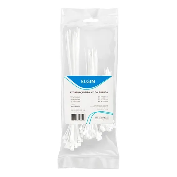 Kit Cinta Abraçadeira Em Nylon Pacote C/ 125 Unidades Branca Foto 1