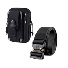 Kit Cinto Com Fivela Engate Rapido E Bolsa Porta Objetos Cor Bolsa Preta E Cinto Preto Tamanho 125cm Foto  mini 1