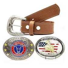 Kit Cinto Masculino Country Presente + 3 Fivelas Cowboy Luxo Cor Whisky Tamanho 90 Foto mini 1
