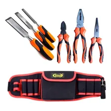 Kit Cinto Porta Ferramenta Vermelho 3 Alicates E 3 Formão Foto mini 1