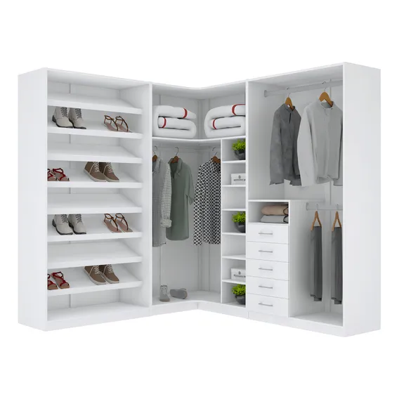 Kit Closet Sapateira Cabideiro Gaveteiro 100% Mdf M467.b Cor Branco Foto 1